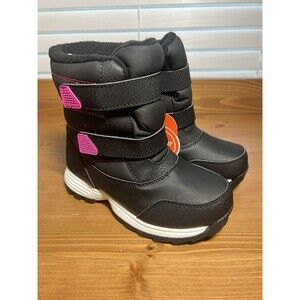 Wonder Nation Youth Girls 12 Winter Boots Skid Resistant Black/Pink NEW